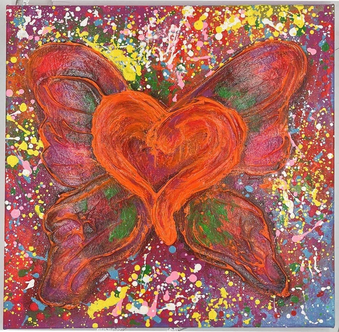 Lona Shore- Original painting on canvas "The Colors of Love": Artist: Lona Shore. Medium: Original painting on canvas. Title: The Colors of Love. Size: 12" x 12". Signature: Hand Signed. Reference#: 82590.