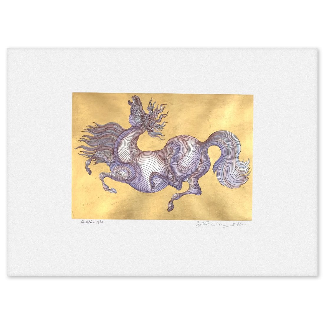 Guillaume Azoulay- Etching "Hidden Horse": Artist: Guillaume Azoulay. Medium: Etching. Title: Hidden Horse. Size: 20" x 26.5". Signature: Hand Signed. Reference#: 74603.
