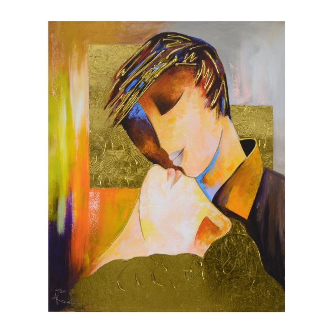 Arbe, "Adore You" Limited Edition on Canvas with Gold Embellishing, Numbered and Hand Signed with: Adore You is a limited edition giclee on canvas with gold embellishing by Arbe, numbered and hand signed by the artist. Includes Certificate of Authenticity. Measures approx. 24" x 30" (image). Refere