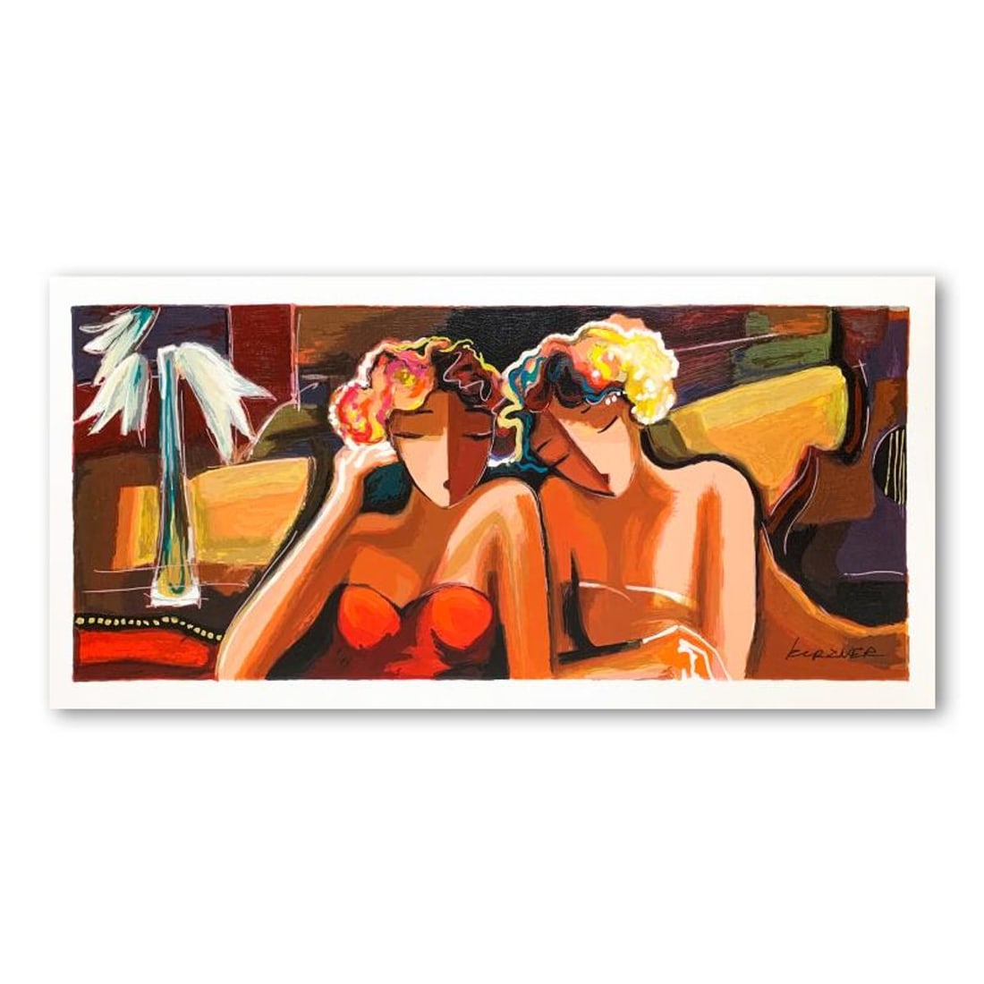 Michael Kerzner, "Sisters" Hand Signed Limited Edition Serigraph on Paper with Letter of: Sisters is a limited edition serigraph on paper by Michael Kerzner. It is numbered and hand signed and includes a letter of authenticity. Measures approximately 9.5" x 23" (image). Reference#: 91196.