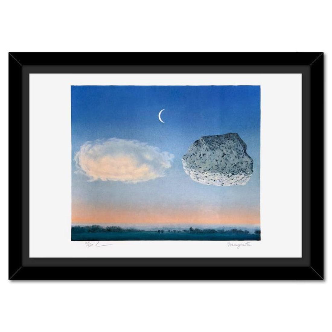 Rene Magritte 1898-1967 (After), "La Bataille de l'Argonne" Framed Limited Edition Lithograph,: La Bataille de l'Argonne is a limited edition lithograph by Rene Magritte (1898-1967). This piece is numbered 47/300 and bears the dry stamps of the Magritte Foundation & ADAGP (Society of Authors in 