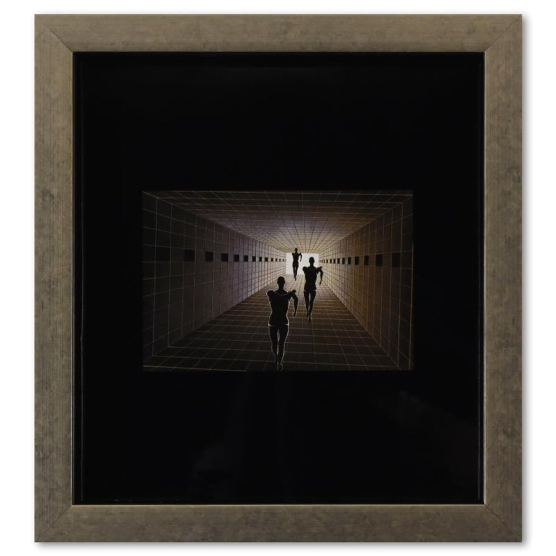 Victor Vasarely (1908-1997), "Etude De Perspective de la serie Graphismes 1" Framed 1977: Etude De Perspective de la serie Graphismes 1 is a heliogravure print on paper, published in 1977, by Victor Vasarely (1908-1997). This piece comes custom framed, with a letter of authenticity and wit