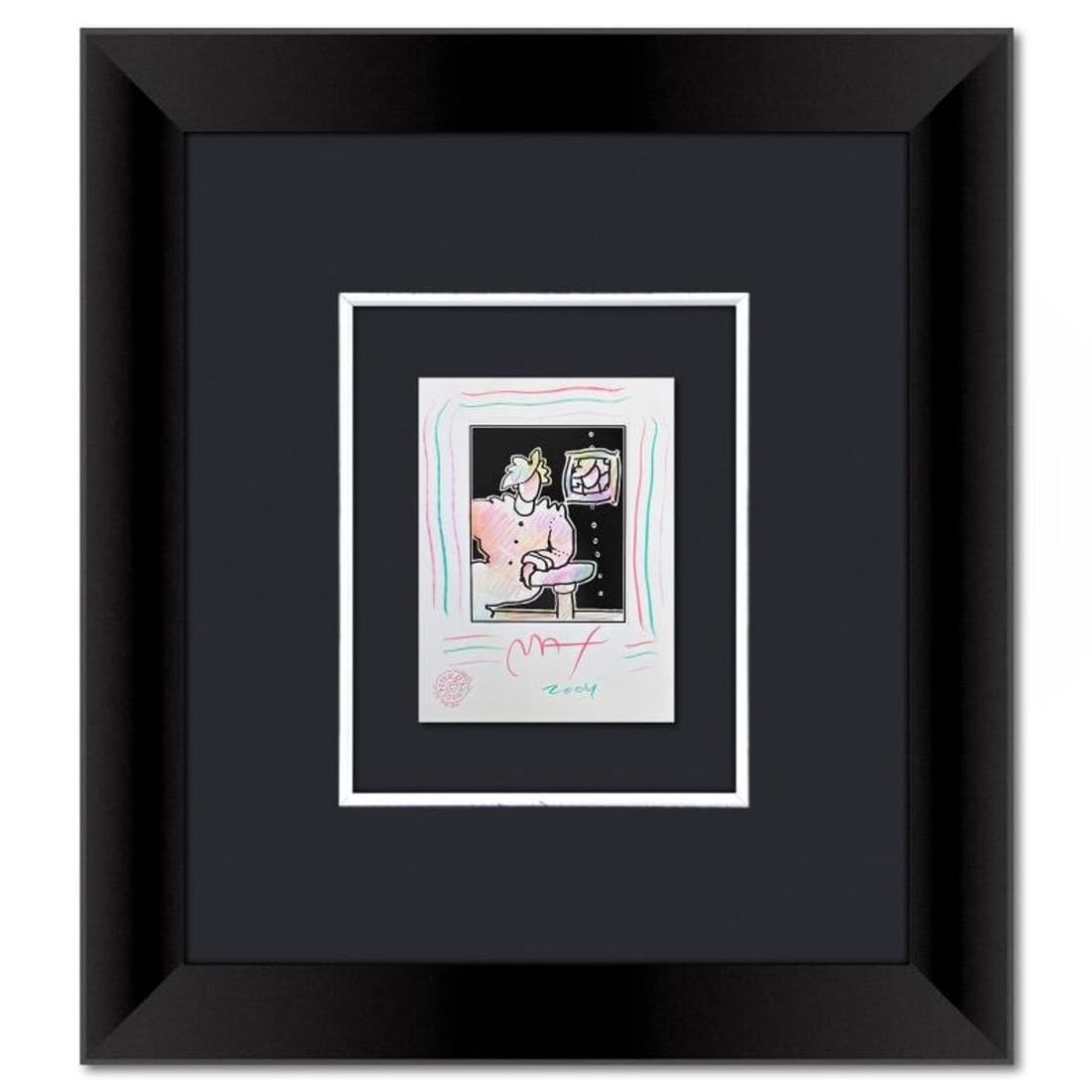 Peter Max, Framed One-of-a-Kind Mixed Media, Hand Signed with Registration Number Certifying (1 of 2)
