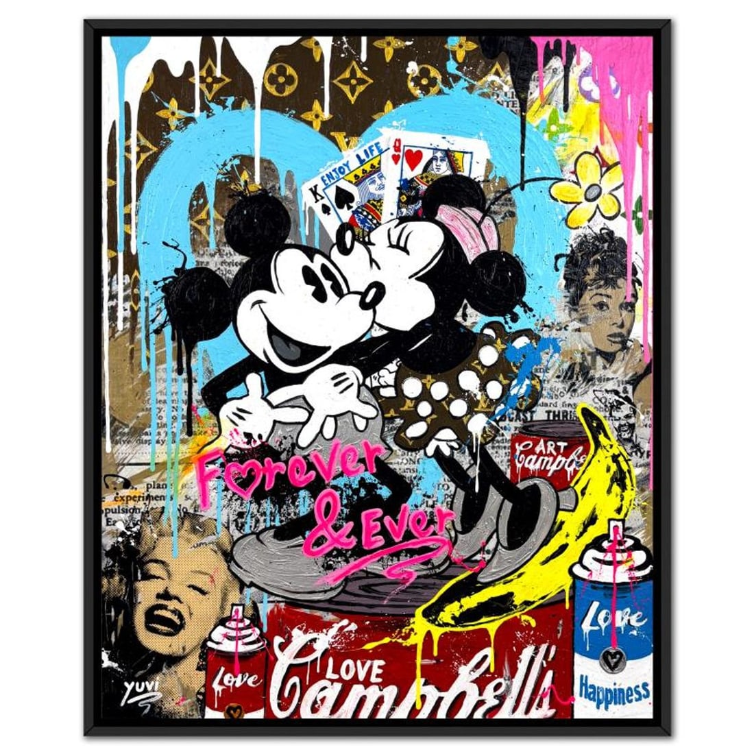 Yuvi, Framed Mixed Media Original on Canvas, Hand Signed with Letter of Authenticity.: This is a mixed media original on canvas by Yuvi, hand signed by the artist. This piece comes custom framed. Includes Letter of Authenticity. Measures approx. 25.5" x 31.5" (frame), 24" x 30" (image).
