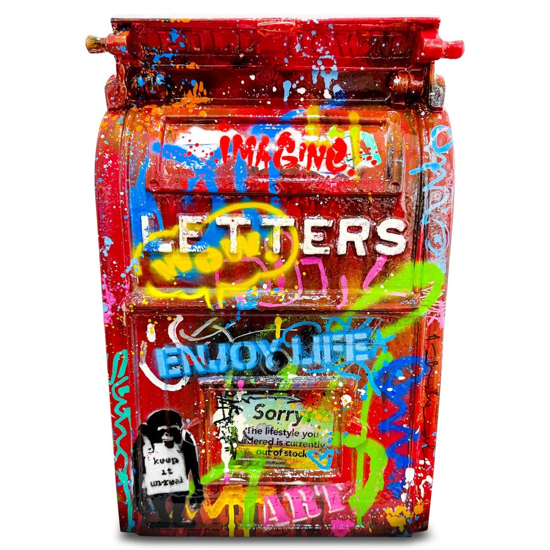 Mr. Brainwash- Stencil and Mixed Media on Fiberglass Sculpture "Mailbox, 2026" (1 of 4)
