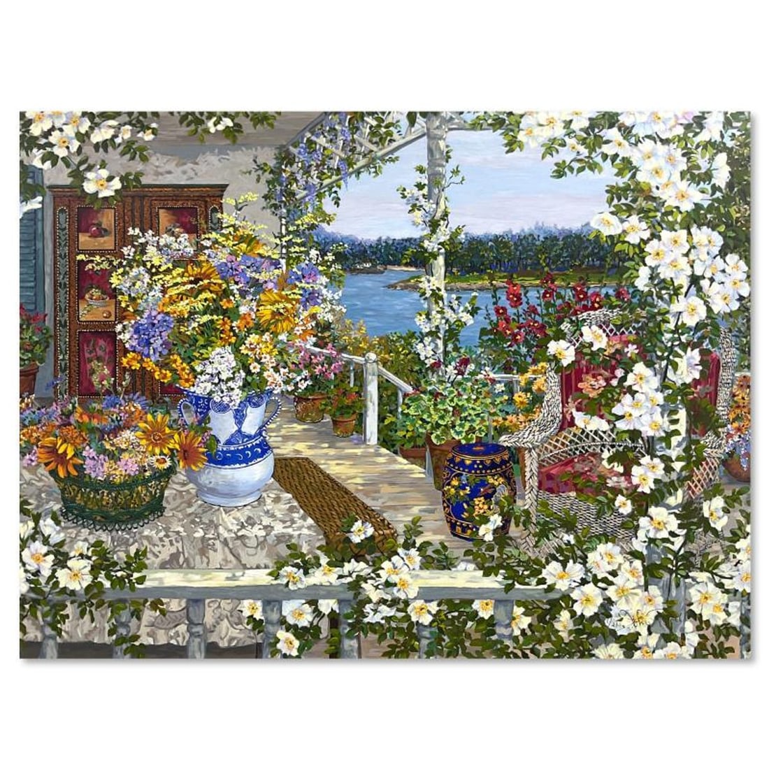 John Powell, "Blue Hill Bay" Limited Edition Printer's Proof on Canvas, Numbered 21/21 and Hand: Blue Hill Bay is a limited edition printer's proof on stretched canvas by John Powell, numbered 21/21 and hand signed by the artist. Includes Letter of Authenticity. Measures approx. 25" x 33" (image)