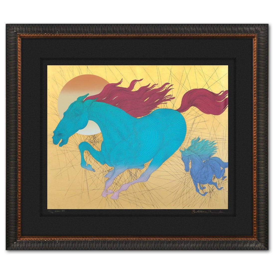 Azoulay- Limited Edition Deluxe Gold Leaf Serigraph on Black Paper "Equus" (1 of 5)