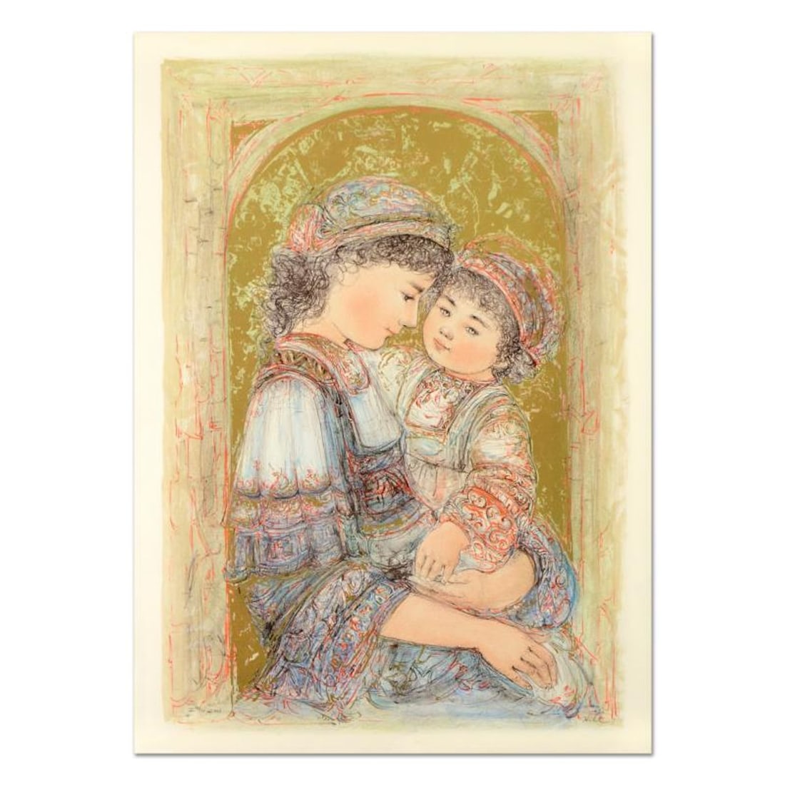 Edna Hibel (1917-2014), "Mother and Child of Thera" Limited Edition Lithograph, Numbered and Hand: Mother and Child of Thera is a limited edition lithograph on paper by Edna Hibel (1917-2014), numbered and hand signed by the artist. Includes Certificate of Authenticity. Measures approx. 29.5" x
