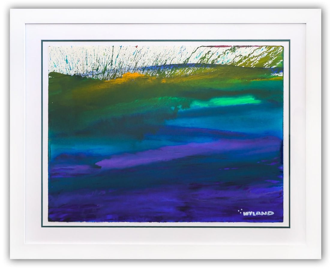 Wyland- Original Watercolor Painting on Deckle Edge Paper "Abstract": Artist: Wyland. Medium: Original Watercolor Painting on Deckle Edge Paper. Title: Abstract. Size: 22" x 30". Measures approx. 32" x 40" (framed). Signature: Hand Signed by the artist. Certificate of A