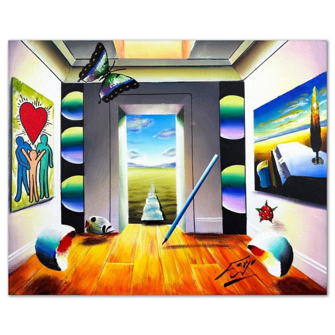 Ferjo, Original Acrylic Painting on Canvas, Hand Signed with Letter of Authenticity.: This is an original acrylic painting on stretched canvas by Ferjo, hand signed by the artist. Includes Letter of Authenticity. Measures approx. 16" x 20" (image).