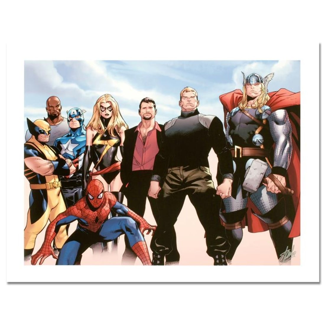Stan Lee Signed, Marvel Comics "Siege #4" Limited Edition Canvas, Numbered 3/10 with COA.: Siege #4 is a limited edition giclee on canvas with art by Oliver Coipel . Officially licensed by Marvel, this piece is numbered 3/10 and hand signed by creative legend Stan Lee (1922-2018). Refer to 