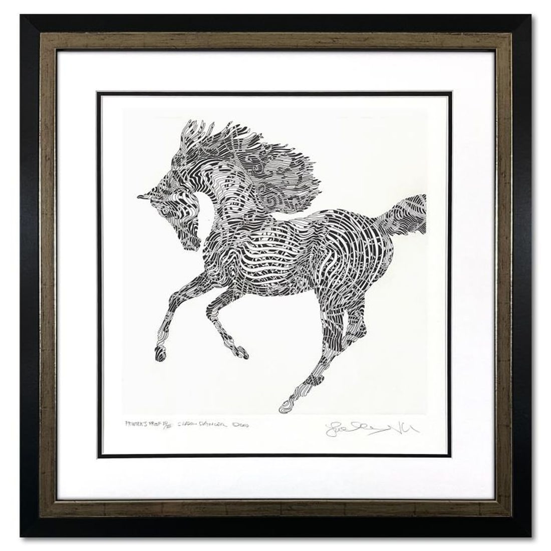 Guillaume Azoulay, "Shadow Dancer" Framed Limited Edition Etching, PP Numbered II/III and Hand: Shadow Dancer is a limited edition etching on paper by Guillaume Azoulay, PP numbered II/III and hand signed by the artist. This piece comes custom framed. Includes Letter of Authenticity. Measures ap
