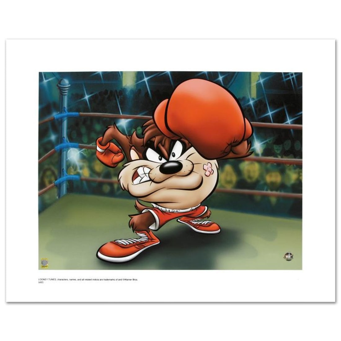 Knockout Taz Limited Edition Giclee from Warner Bros., Numbered with Hologram Seal and Certificate: Knockout Taz is a limited edition giclee on paper from Warner Bros., numbered with hologram seal of Authenticity. Also, includes Certificate of Authenticity! Measures approx. 20" x 16" (with border), 