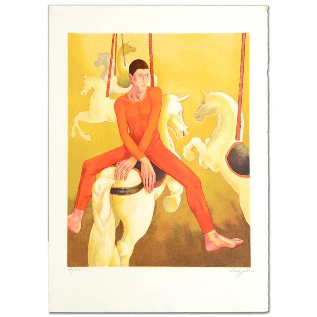 Carousel Limited Edition Lithograph by Daniel Riberzani, Numbered and Hand Signed by the Artist.: Carousel is a limited edition lithograph on paper by Daniel Riberzani, numbered and hand signed by the artist! Includes Certificate of Authenticity! Measures approx. 21" x 30" (with border), 18" x 23"