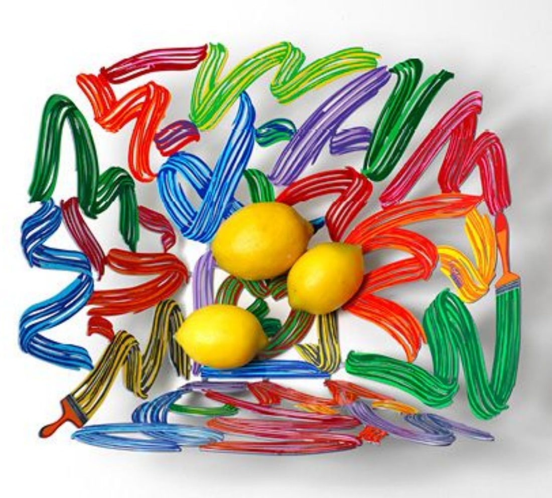David Gerstein- Free Standing Sculpture (Fruit Bowl) "Brush Strokes Bowl": Artist: David Gerstein. Medium: Free Standing Sculpture (Fruit Bowl). Title: Brush Strokes Bowl. Signature: Signed by the artist. Certificate of Authenticity: Is included. Additional: This piece is fr