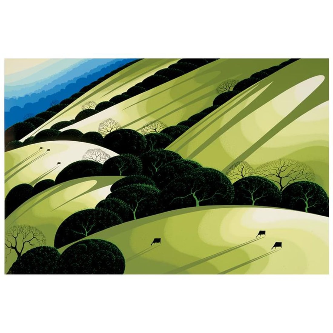 Eyvind Earle (1916-2000), "Sunlight" Limited Edition Serigraph. Hand Signed and Certificate of: Sunlight is a limited edition serigraph on paper by Eyvind Earle (1916-2000). The piece is numbered, hand-signed by the artist, and accompanied by a certificate of authenticity. Measures