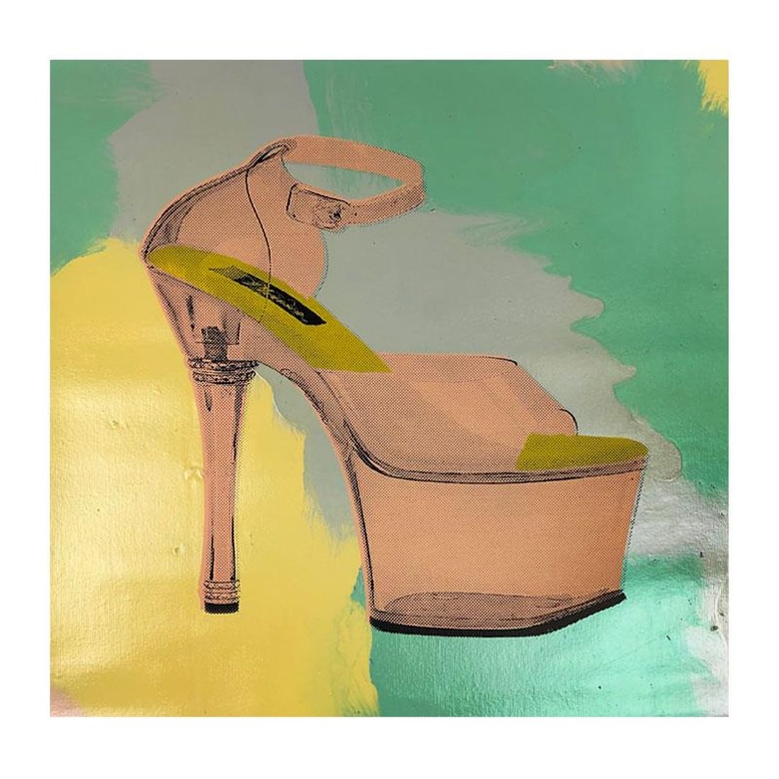 Steve Kaufman (1960-2010), "Stripper Shoes" Hand Signed and Numbered Limited Edition Hand Pulled: Stripper Shoes is a limited edition hand pulled silkscreen mixed media on canvas by Andy Warhol protege Steve Kaufman (1960-2010). This piece is numbered and 42/50 and hand signed inverso. Includes le
