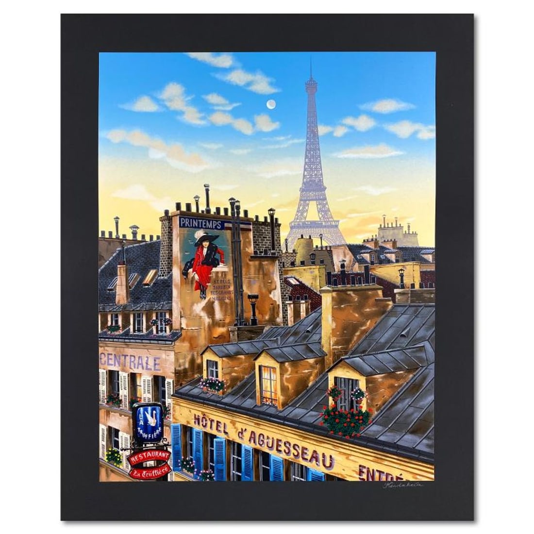 Liudmila Kondakova, "Paris Morning (Rooftops of Paris)" Limited Edition Serigraph, Numbered and Hand: Paris Morning (Rooftops of Paris) is a limited edition serigraph on paper by Liudmila Kondakova, hand signed by the artist. Includes Letter of Authenticity. Measures approx. 31" x 25" (border), 25.5" 