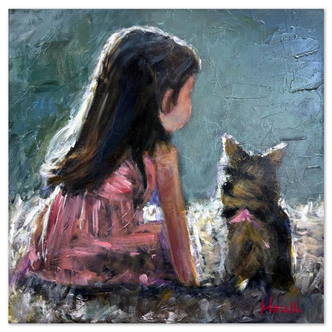 Michael Maselli, Original Painting on Canvas, Hand Signed with Letter of Authenticity.: This is an original painting on stretched canvas by Michael Maselli, hand signed by the artist. Includes Letter of Authenticity. Measures approx. 22" x 22" (image).