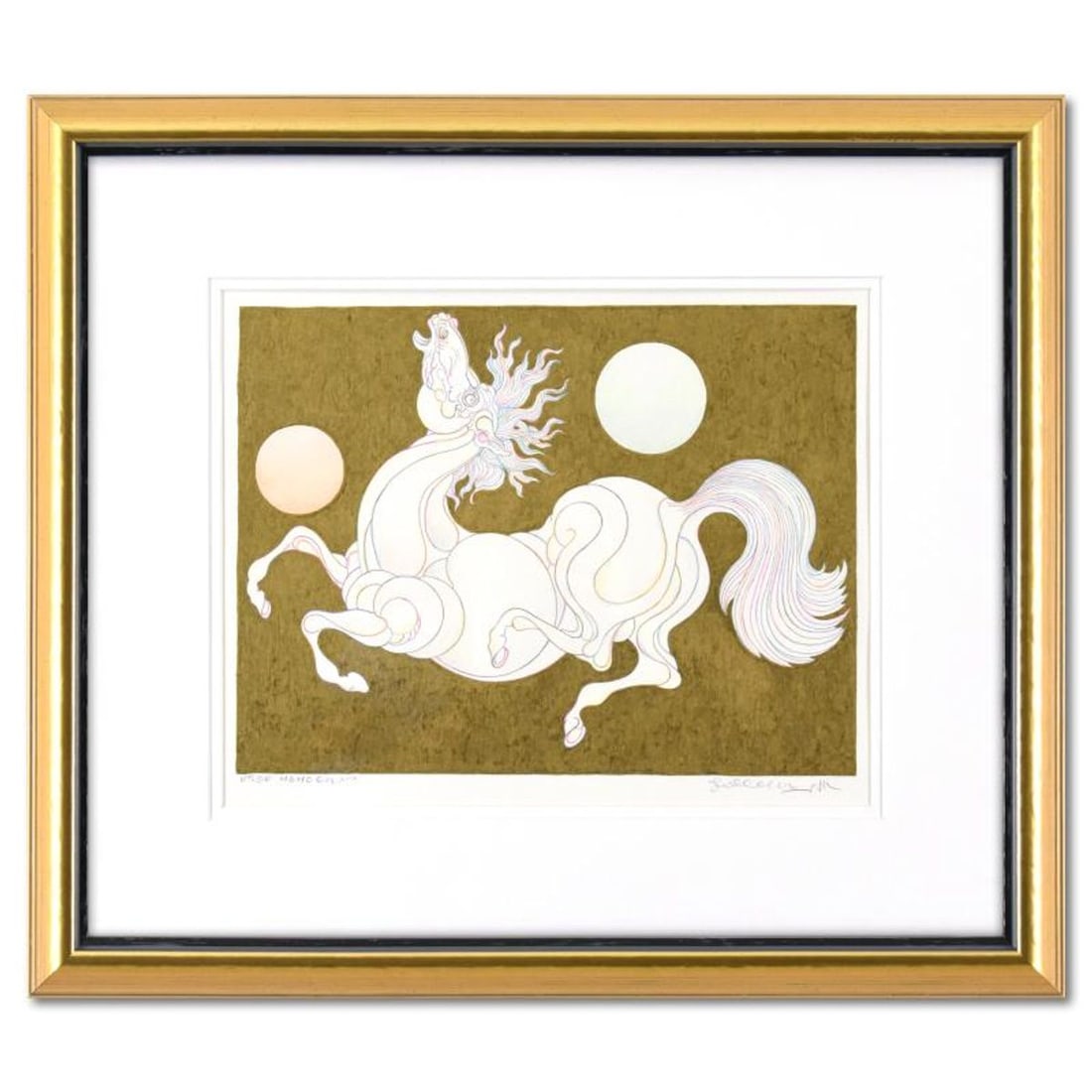 Guillaume Azoulay, "Etude MGMO" Framed Original Hand Colored Drawing with Hand Laid Gold Leaf, Hand: Etude MGMO is an original hand colored drawing on paper with hand laid gold leaf by Guillaume Azoulay, hand signed by the artist. This piece comes custom framed. Includes Letter of Authenticity. Measu