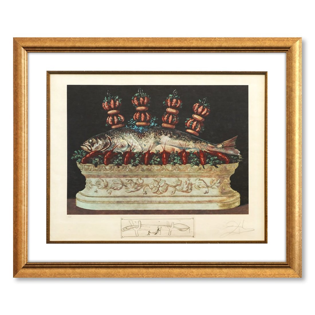 Salvador Dali- Original Lithograph "Les Panaches Panaches": Artist: Salvador Dali. Medium: Original Lithograph. Title: Les Panaches Panaches. Size: 21" x 27". Measures approx. 30" x 36" (framed). Signature: Hand signed and numbered. Certificate of Authenticity