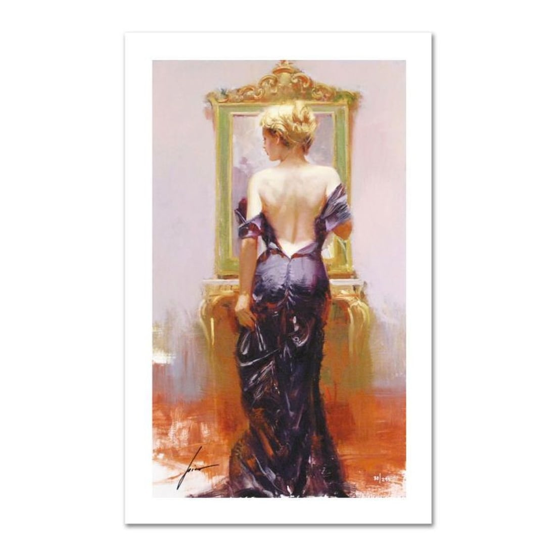 Pino (1939-2010), "Evening Elegance" Hand Signed Limited Edition with Certificate of Authenticity.: Evening Elegance is a limited edition giclee on paper by Pino (1939-2010), numbered and hand signed by the artist. Includes Certificate of Authenticity. Measures approximately 16" x 12" (image). Refer