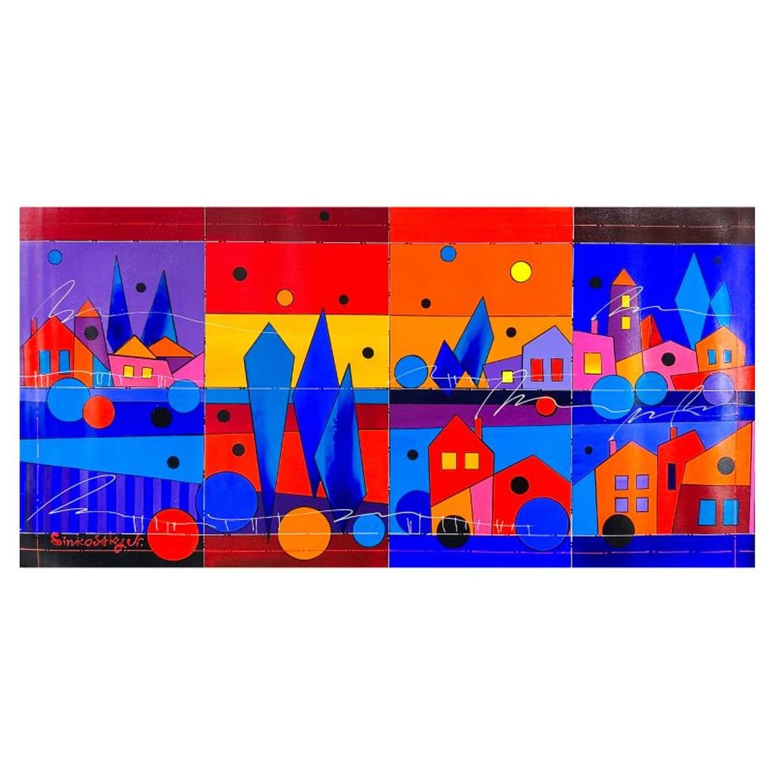 Natalia Sinkovsky, Original Acrylic Painting on Canvas, Hand Signed with Letter of Authenticity: This is an original acrylic painting on canvas by Natalia Sinkovsky, hand signed by the artist. Includes Letter of Authenticity. Measures approx. 20" x 40" (image).