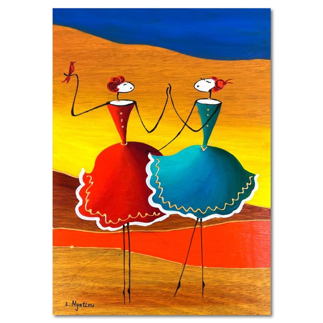 Ester Myatlov, Hand Signed Original Painting on Wood Panel with Letter of Authenticity.: This is an original painting oil on wood panel by Ester Myatlov. Hand signed by the artist, this piece comes with a letter of authenticity. Measures approximately 12" x 8" (image).