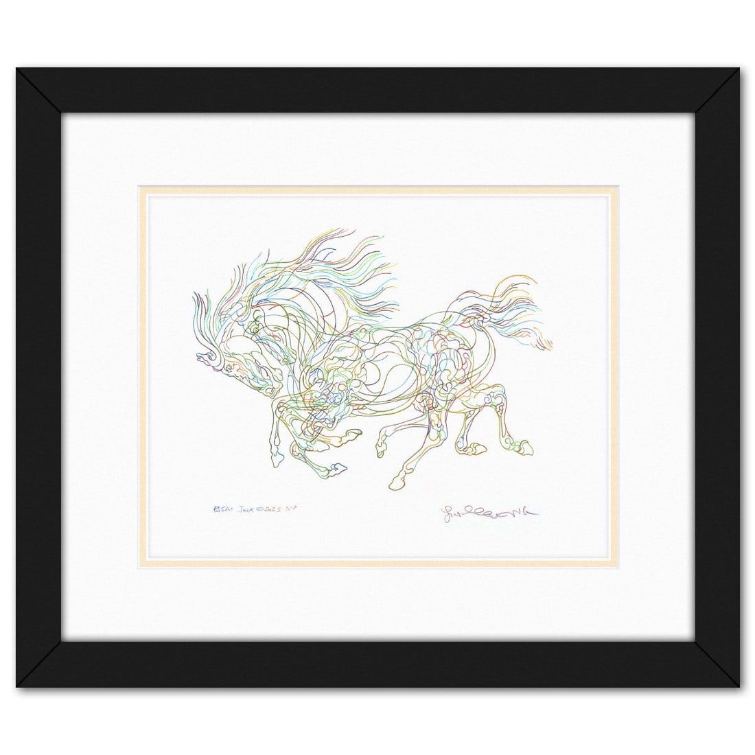 Guillaume Azoulay- Original Drawing "ESSAI JWXO": Artist: Guillaume Azoulay. Medium: Original Drawing. Title: ESSAI JWXO. Size: 11" x 14". Measures approx. 18.5" x 21.5" (framed). Signature: Hand signed. Certificate of Authenticity: Is included. Refe