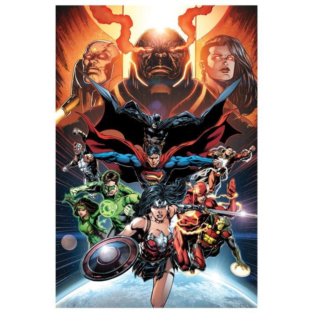 DC Comics, "Justice League, Darkseid War" Numbered Limited Edition Giclee on Canvas by Jason Fabok: Justice League, Darkseid War is a limited edition giclee on canvas featuring art by Jason Fabok from the 2016 comic. This piece comes gallery wrapped and includes a certificate of authenticity. Measur
