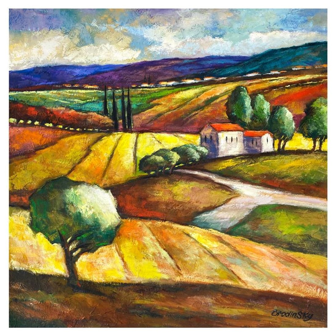 Slava Brodinsky, Original Oil Painting on Canvas, Hand Signed with Letter of Authenticity.: This is an original oil painting on canvas by Slava Brodinsky, hand signed by the artist. Includes Letter of Authenticity. Measures approx. 40" x 40" (image).