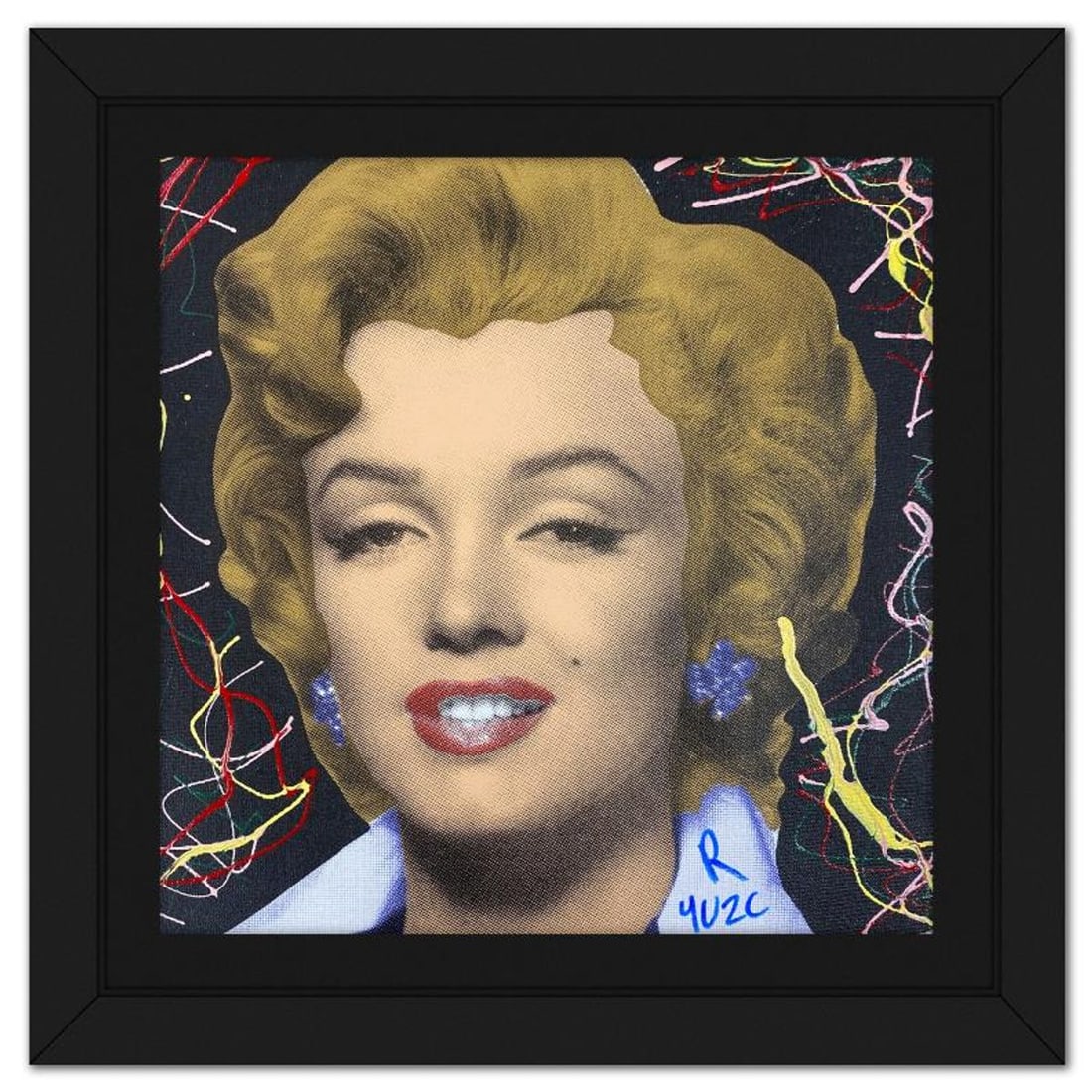 Ringo Daniel Funes, "Marilyn Classic" Framed One-of-a-Kind Mixed Media on Canvas, Hand Signed with: Marilyn Classic is a one-of-a-kind hand-pulled mixed media silkscreen on canvas by Ringo (Daniel Funes) - protege of Andy Warhol's apprentice, Steve Kaufman.This piece is hand signed by the artist.