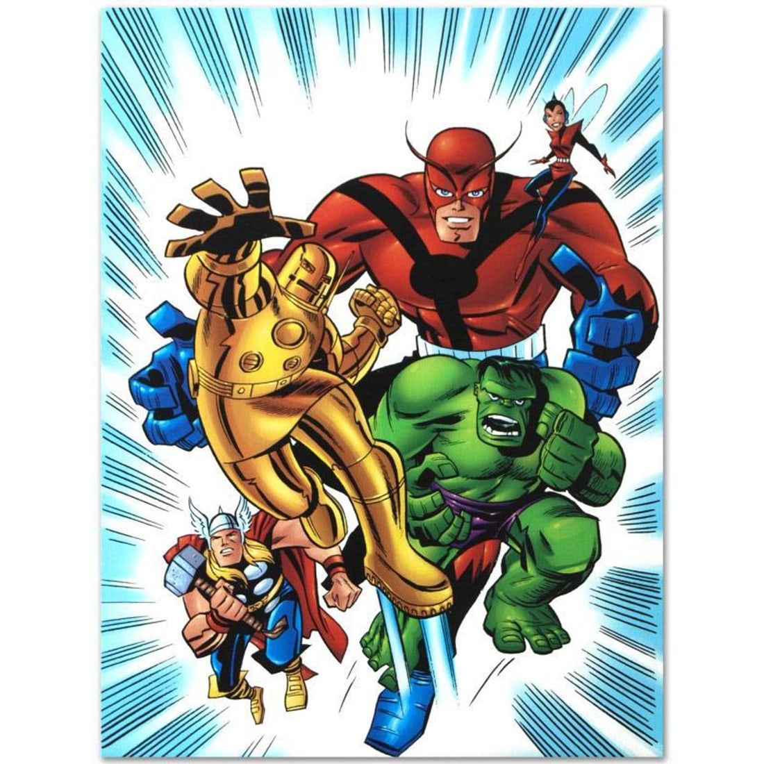 Marvel Comics "Avengers #1 1/2" Numbered Limited Edition Giclee on Canvas by Bruce Timm with COA.: A piece of comic book history, this limited edition, from original art by Bruce Timm, depicts the classic Avengers. Starting with a thriving career in animation, Bruce Timm has seamlessly transitioned