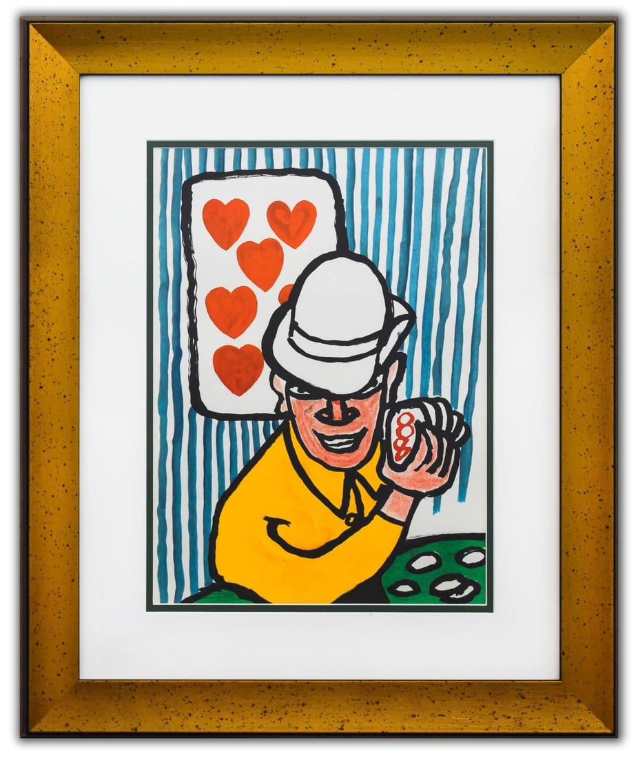 Alexander Calder- Lithograph "DLM212 - Joueurs de cartes II": Artist: Alexander Calder. Medium: Lithograph. Title: DLM212 - Joueurs de cartes II. Size: 15" x 11". Measures approx. 24" x 20" (framed). Certificate of Authenticity: Is included. Additional: Year : 1