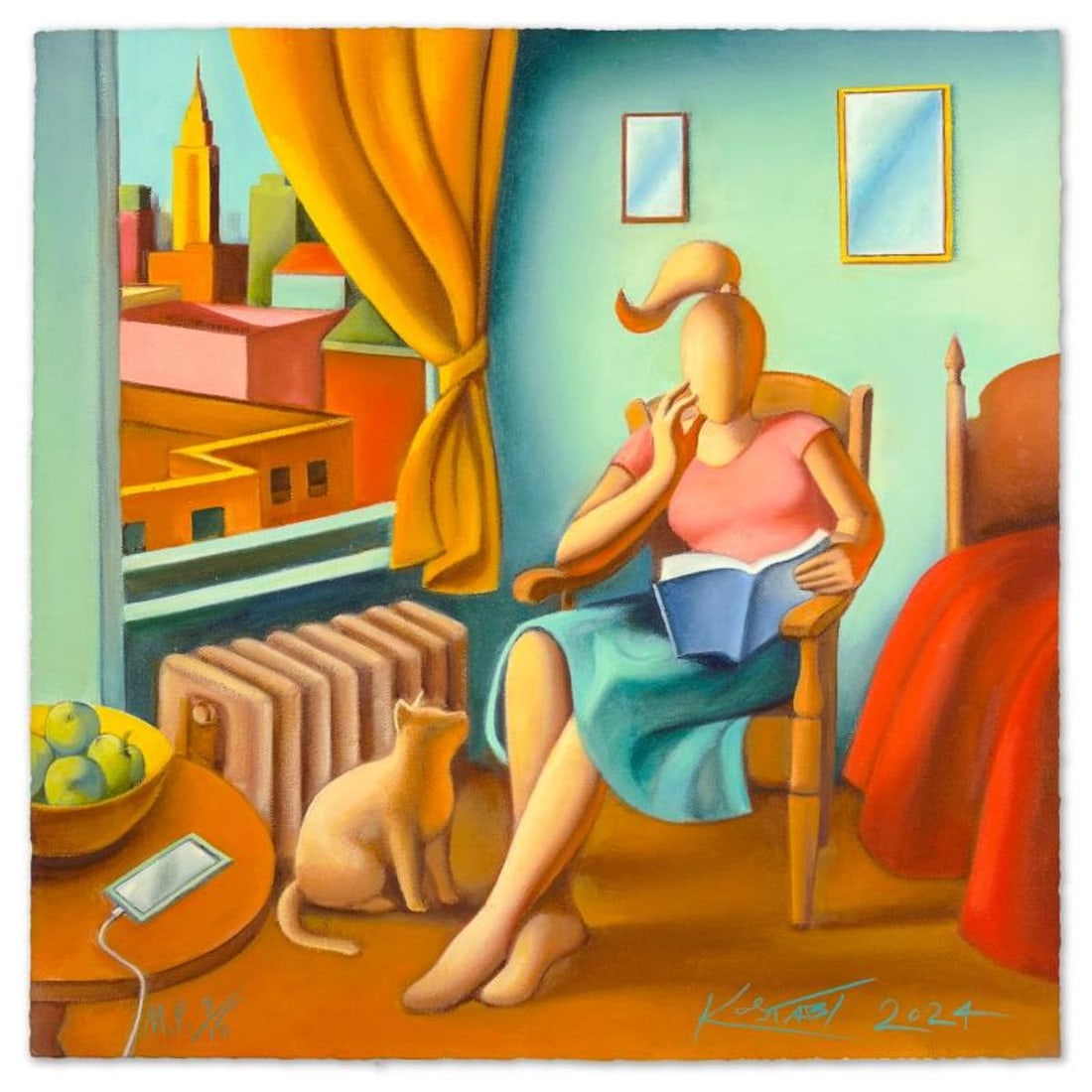 Mark Kostabi, "Book of Dreams" Limited Edition, MP Numbered 9/15 and Hand Signed with Letter of: Book of Dreams is a limited edition giclee on paper by Mark Kostabi, MP numbered 9/15 and hand signed by the artist. Includes Letter of Authenticity. Measures approx. 20" x 20" (image).
