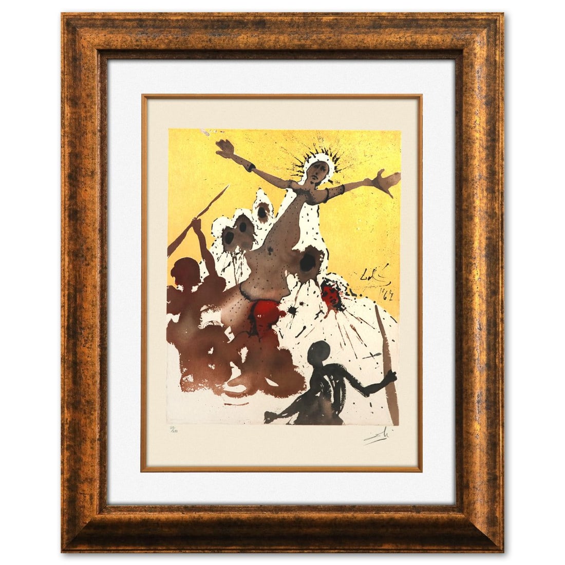 Salvador Dali- Original Lithograph "Arise, Barak, and lead": Artist: Salvador Dali. Medium: Original Lithograph. Title: Arise, Barak, and lead. Size: 20" x 16". Measures approx. 35" x 29" (framed). Signature: Hand signed and numbered. Certificate of
