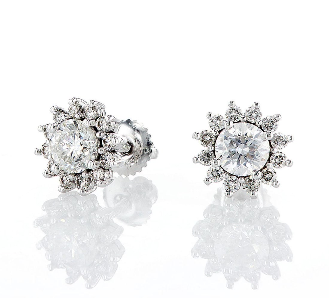 14kt White Gold 1.93ctw Diamond Earrings: Jewelry Description Description: One pair of 14k white gold earrings, set with natural diamonds. Jewelry Weight: 3.06 Grs Total Diamonds Weight: 1.93 Cts Precious Metal: 14kt White Gold Certificate Nu