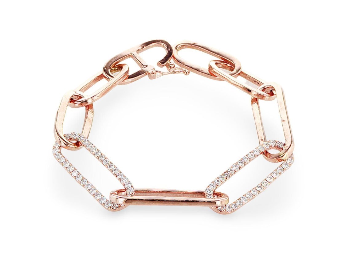 14kt Rose Gold 0.7ctw Diamond Bracelet: Jewelry Description Description: One 14k rose gold bracelet, set with lab grown diamonds. Jewelry Weight: 14.12 Grs Total Diamonds Weight: 0.7 Cts Precious Metal: 14kt Rose Gold Certificate Number: DS