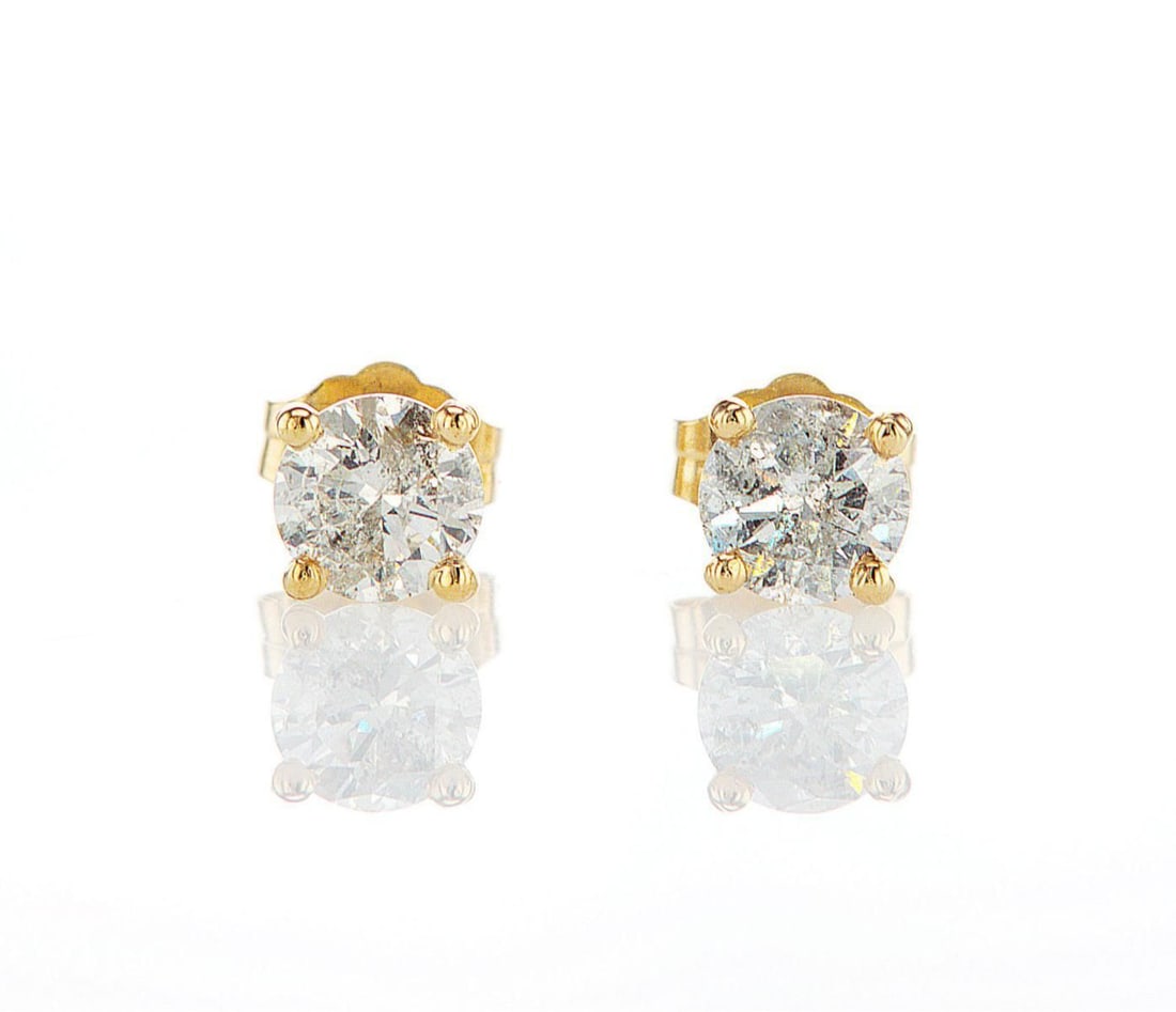 14kt Yellow Gold 1.1ctw Diamond Earrings: Jewelry Description Description: One pair of 14k yellow gold earrings, set with natural diamonds. Jewelry Weight: 0.85 Grs Total Diamonds Weight: 1.1 Cts Precious Metal: 14kt Yellow Gold Certificate N