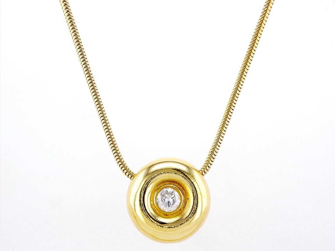 18kt Yellow Gold 0.82ctw Diamond Pendant: One 18k yellow gold pendant with chain (750 stamped), set with one center natural diamond. Jewelry Weight: 25.05Grs Total Diamonds Weight: 0.82Cts Main Stones Description: Quantity: 1 Cut and shape: R
