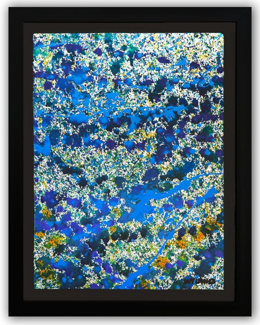 Wyland- Original Watercolor Painting on Deckle Edge Paper "Abstract Drip": Artist: Wyland. Medium: Original Watercolor Painting on Deckle Edge Paper. Title: Abstract Drip. Size: 30" x 22". Measures approx. 36" x 29" (framed). Signature: Hand Signed by the artist. Certificate