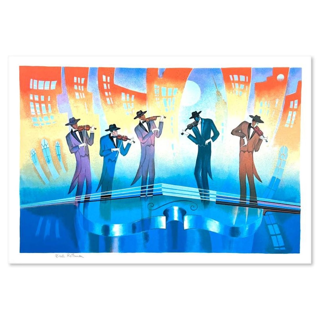 Zina Roitman, Limited Edition Serigraph, Hand Signed and Numbered, Letter of Authenticity.: This is a limited edition serigraph on paper by Zina Roitman. The piece comes hand signed by the artist, numbered, and with a letter of authenticity. Measures approximately 17" x 25.5". Reference#: 93