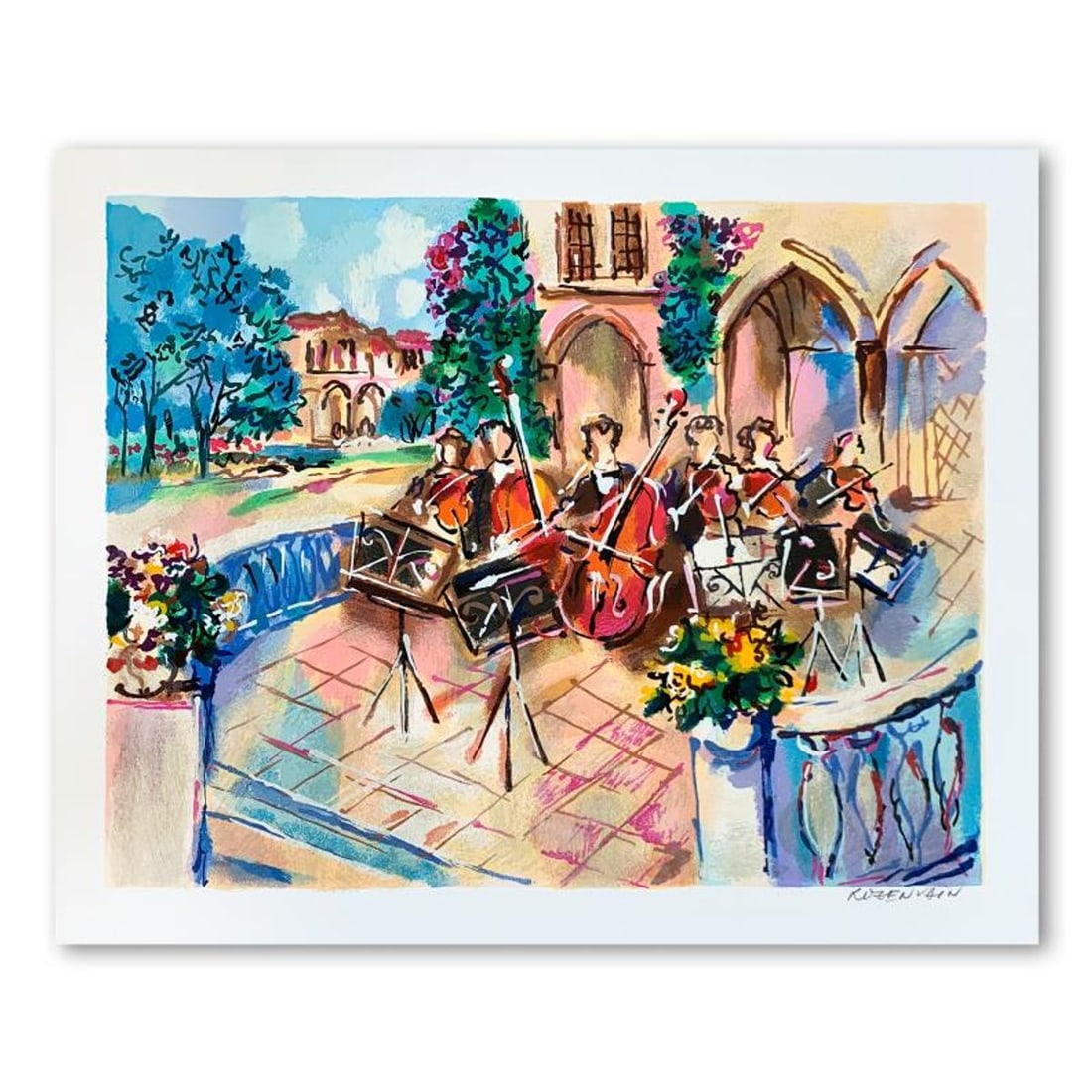 Michael Rozenvain, "Orchestral Balcony" Hand Signed Limited Edition Serigraph on Paper with Letter (1 of 2)