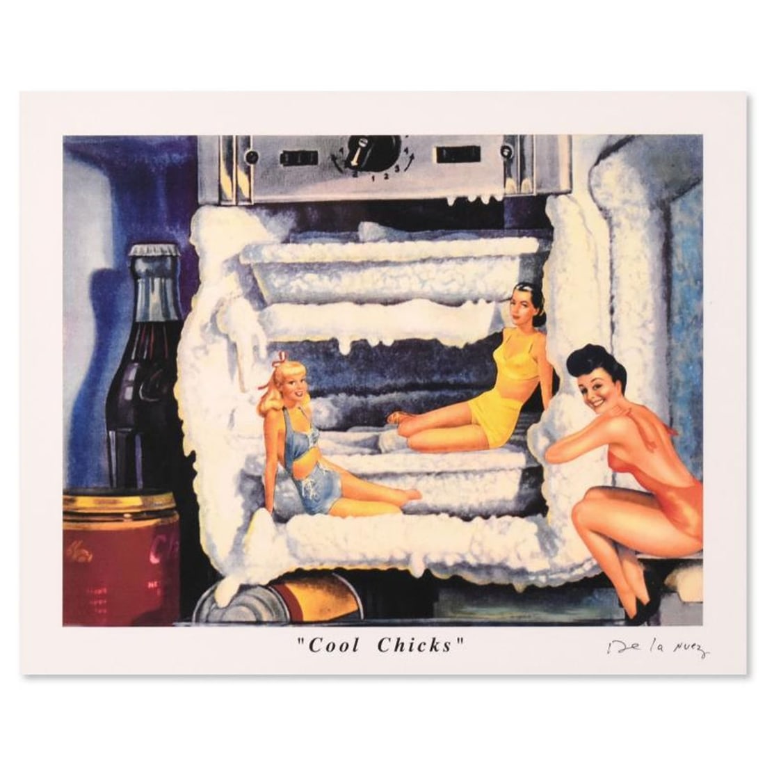 Nelson De La Nuez, "Cool Chicks" AP Limited Edition, Numbered and Hand Signed with Letter of: Cool Chicks is a limited edition artist proof on paper by Nelson De La Nuez, numbered and hand signed by the artist. Includes Letter of Authenticity. Measures approx. 14" x 10". Reference#: 90308.