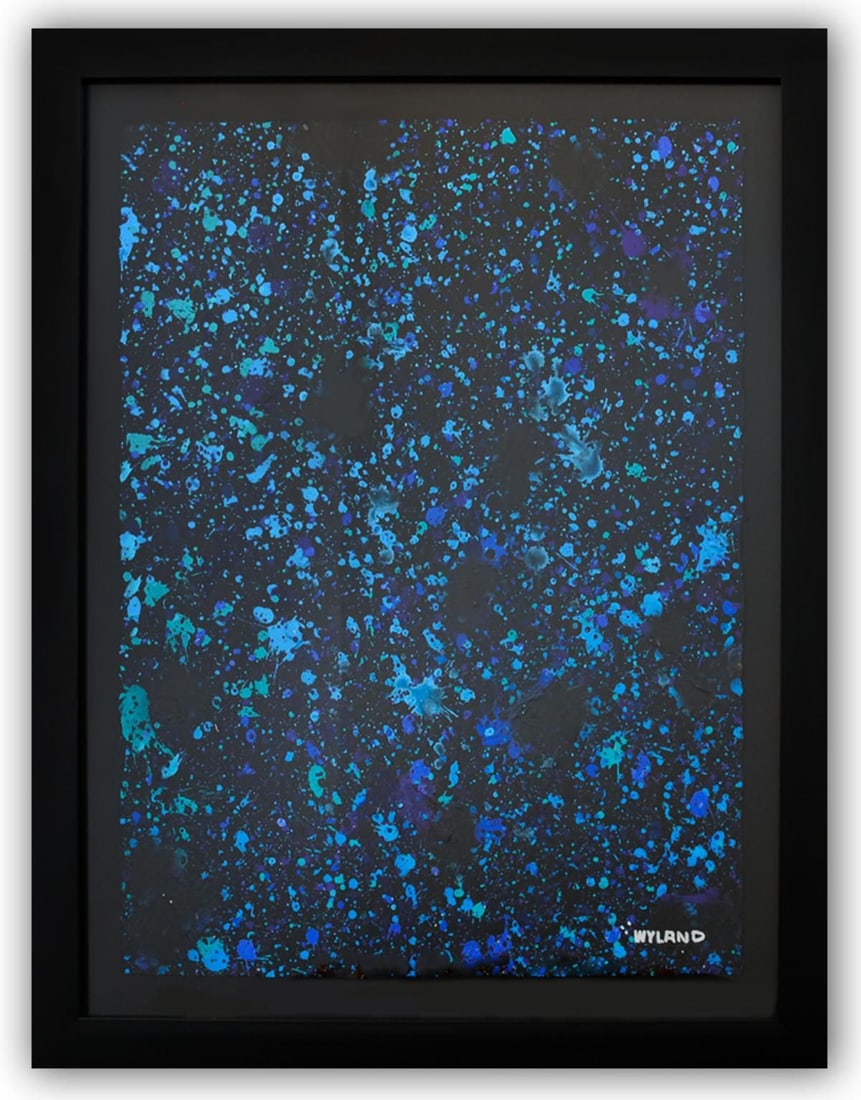 Wyland- Original Watercolor Painting on Deckle Edge Paper "Abstract Drip": Artist: Wyland. Medium: Original Watercolor Painting on Deckle Edge Paper. Title: Abstract Drip. Size: 30" x 22". Measures approx. 37" x 29" (framed). Signature: Hand Signed by the artist. Certificate