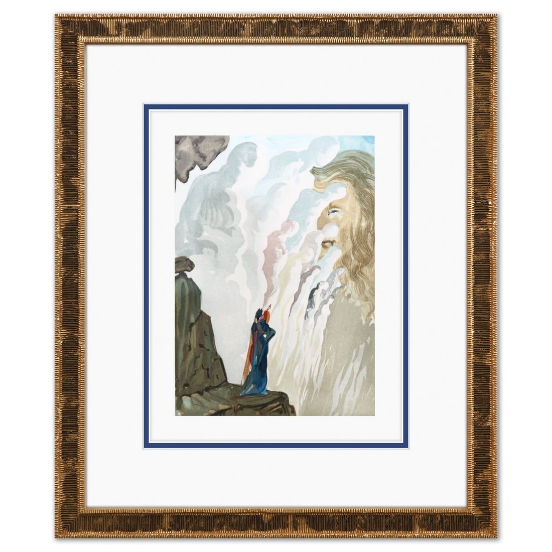 Salvador Dali- Original Color Woodcut on B.F.K. Rives Paper "Purgatory 17": Artist: Salvador Dali. Medium: Original Color Woodcut on B.F.K. Rives Paper. Title: Purgatory 17. Size: 13" x 10". Measures approx. 19" x 16" (framed). Certificate of Authenticity: Is included. Additi