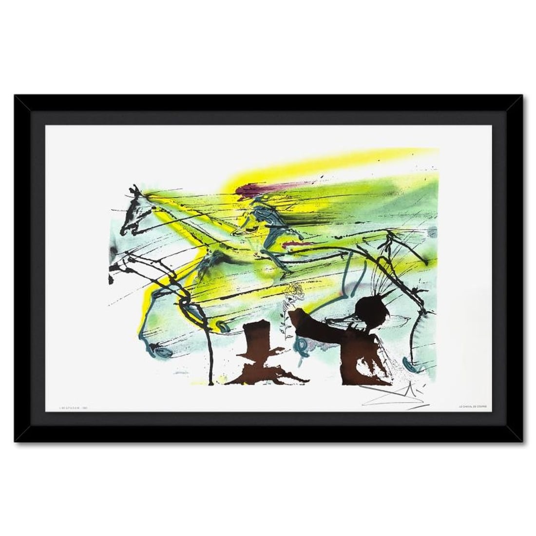 Salvador Dali (1904-1989), "Le Cheval de Course (Race Horse)" Framed Limited Edition Lithograph: Le Cheval de Course (Race Horse) is a limited edition lithograph by Salvador Dali (1904-1989), bearing the plate signature of the artist. This piece was published by Armand & Georges Israel in 1983 du