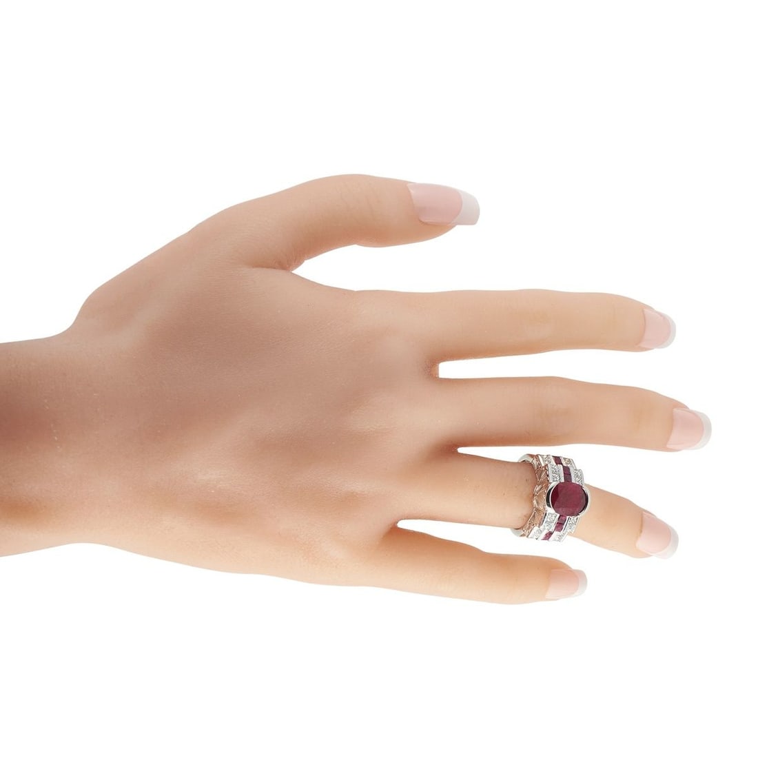 PLATINUM 1.76CT DIAMOND AND RUBY RING - 3