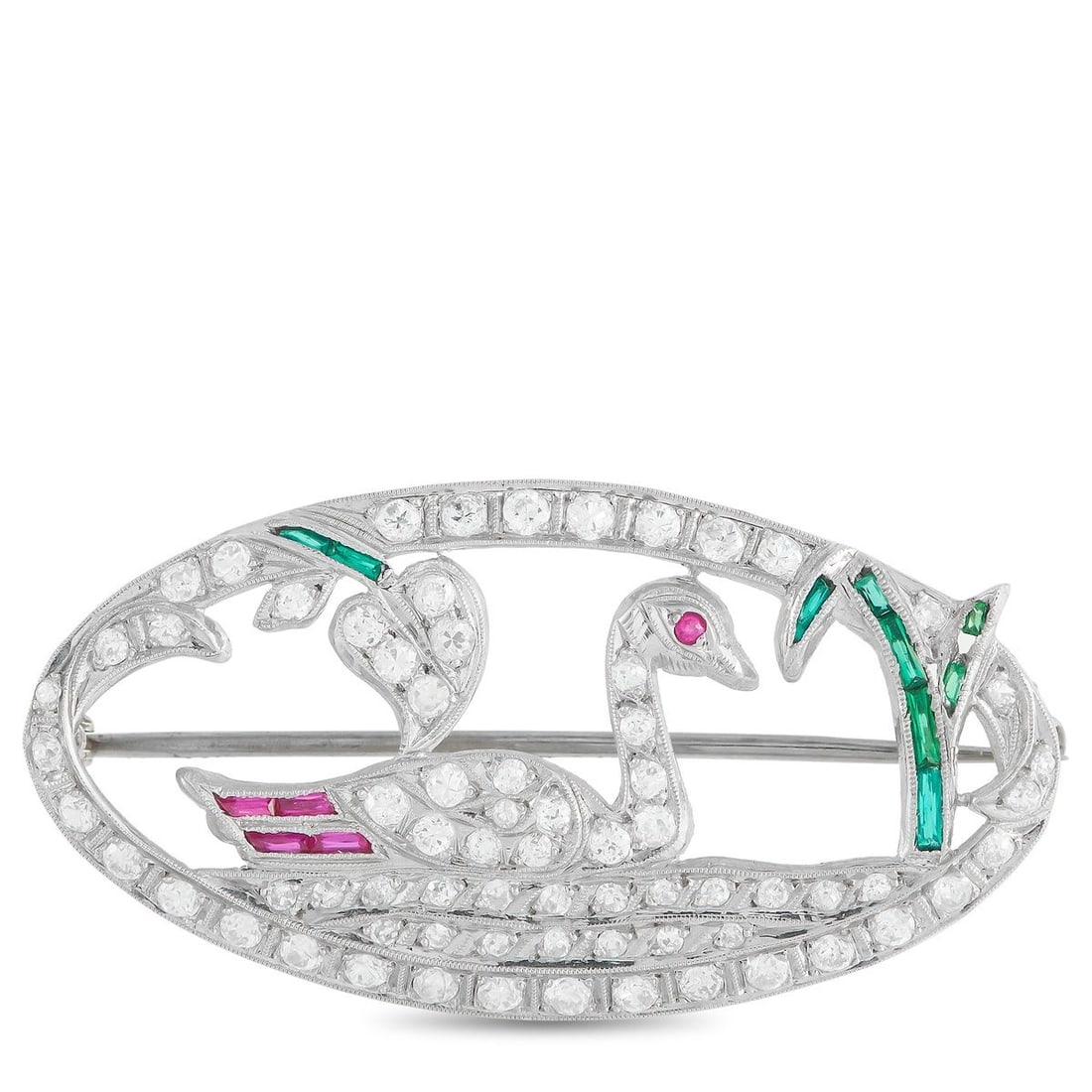 18K WHITE GOLD 0.80CT DIAMOND BROOCH: On this luxury brooch, a nature scene comes to life within the elegant, openwork design. Diamonds with a total weight of 0.80 carats add sparkle and sophistication to this exquisite piece, while color