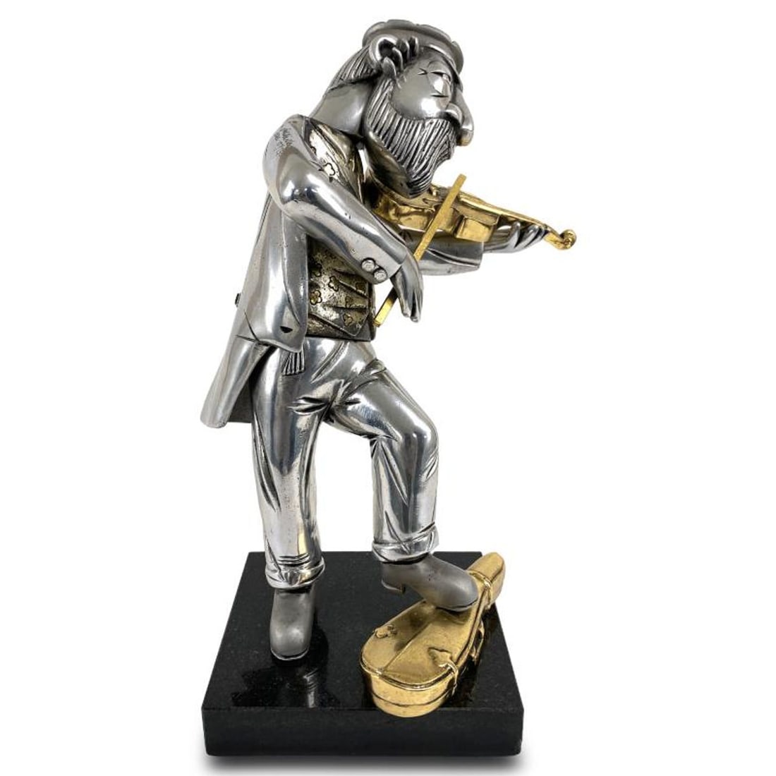 Frank Meisler (1929-2018), Limited Edition Metal Klezmer Violin Player Sculpture, Numbered 107/730: This is a limited edition metal Klezmer violin player sculpture by Frank Meisler (1929-2018), numbered 107/730 and bears the etched signature of the artist. Includes Letter of Authenticity. The sculpt